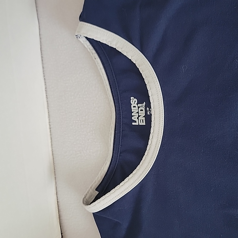 Lands' End Women's Blue W/ White Trim Long Sleeve Top,  MP/P - Picture 4 of 8